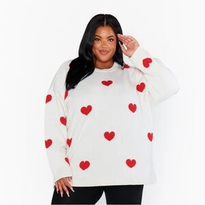 Show Me Your MuMu Go To Sweater Tossed Heart Knit Red Size 3X